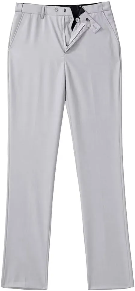 Mens Dress Pants Formal Slim Fit Tuxedo Expandable Waist Flat Front Slacks Pant for Men Groomsmen Business Work Classic