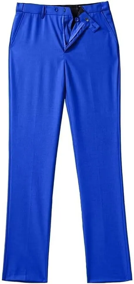 Mens Dress Pants Formal Slim Fit Tuxedo Expandable Waist Flat Front Slacks Pant for Men Groomsmen Business Work Classic