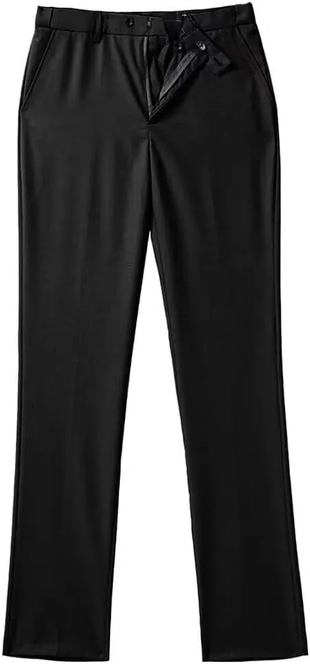 Mens Dress Pants Formal Slim Fit Tuxedo Expandable Waist Flat Front Slacks Pant for Men Groomsmen Business Work Classic