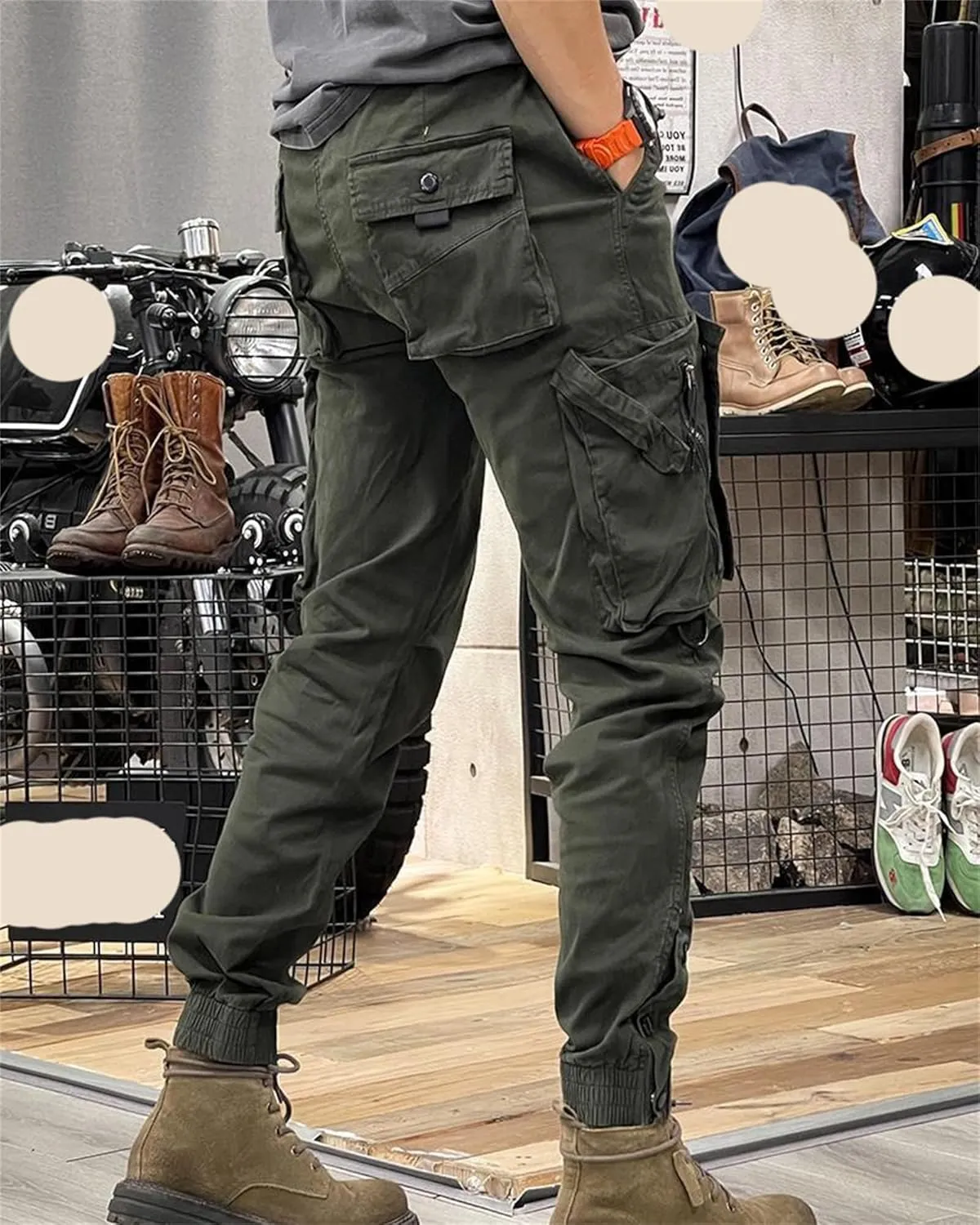 Men's Fashion Cargo Pants Athletic Joggers Pants Chino Trousers Drawstring Sweatpants