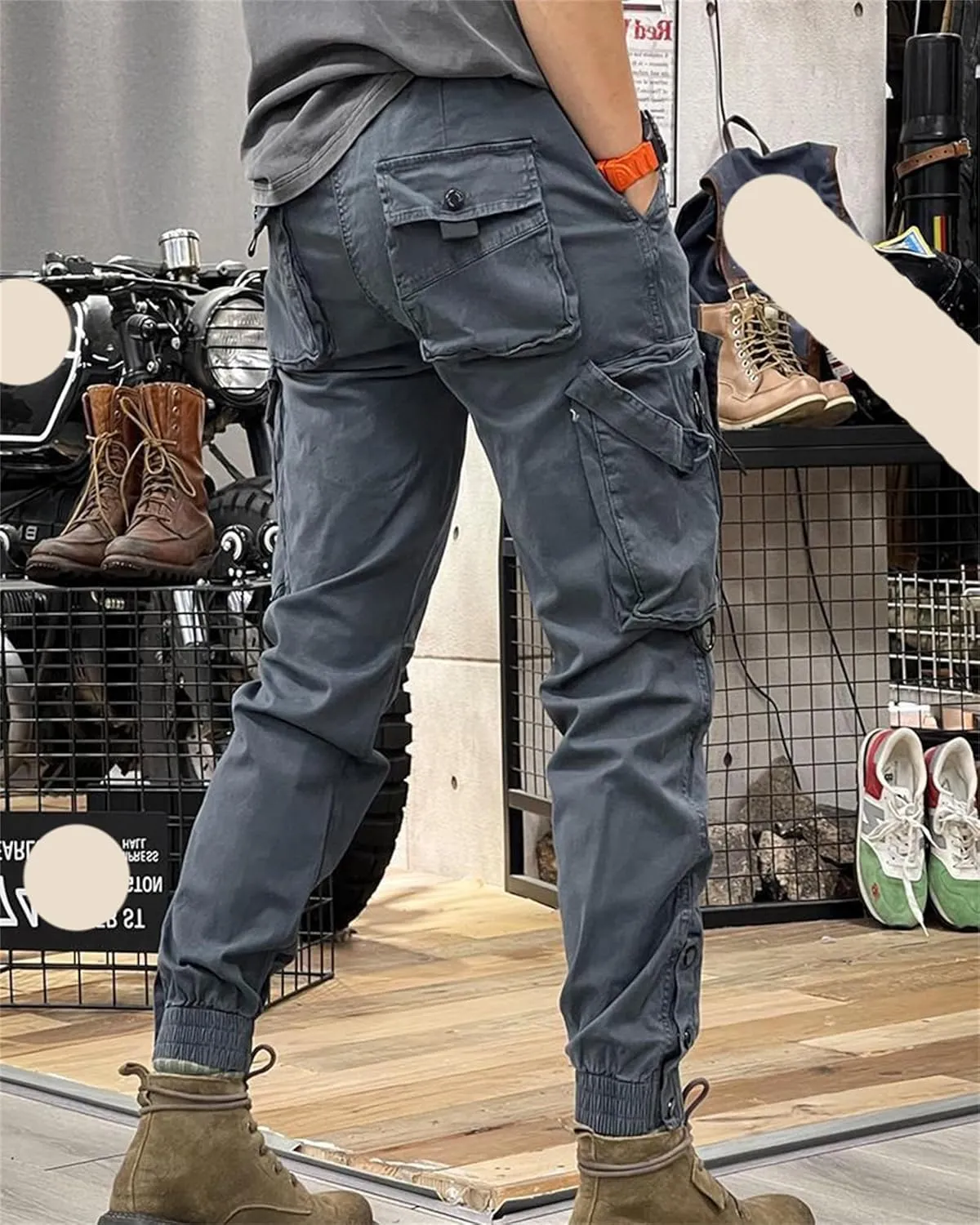 Men's Fashion Cargo Pants Athletic Joggers Pants Chino Trousers Drawstring Sweatpants