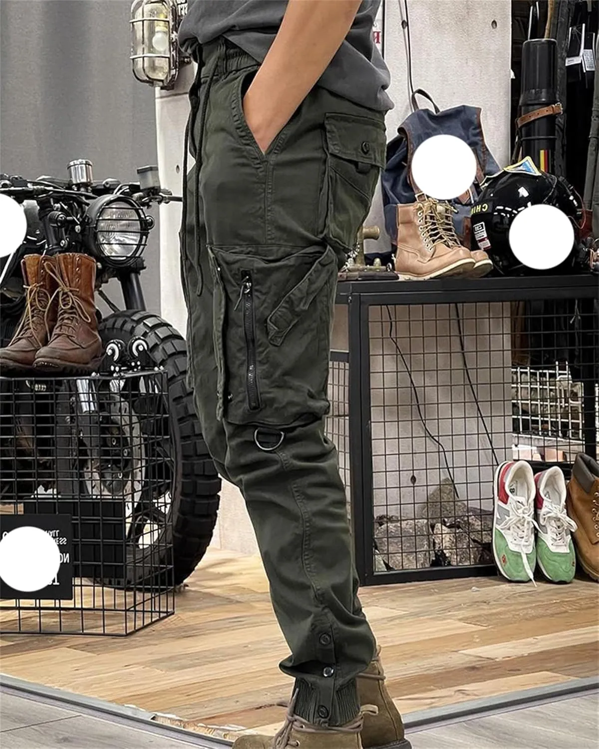 Men's Fashion Cargo Pants Athletic Joggers Pants Chino Trousers Drawstring Sweatpants