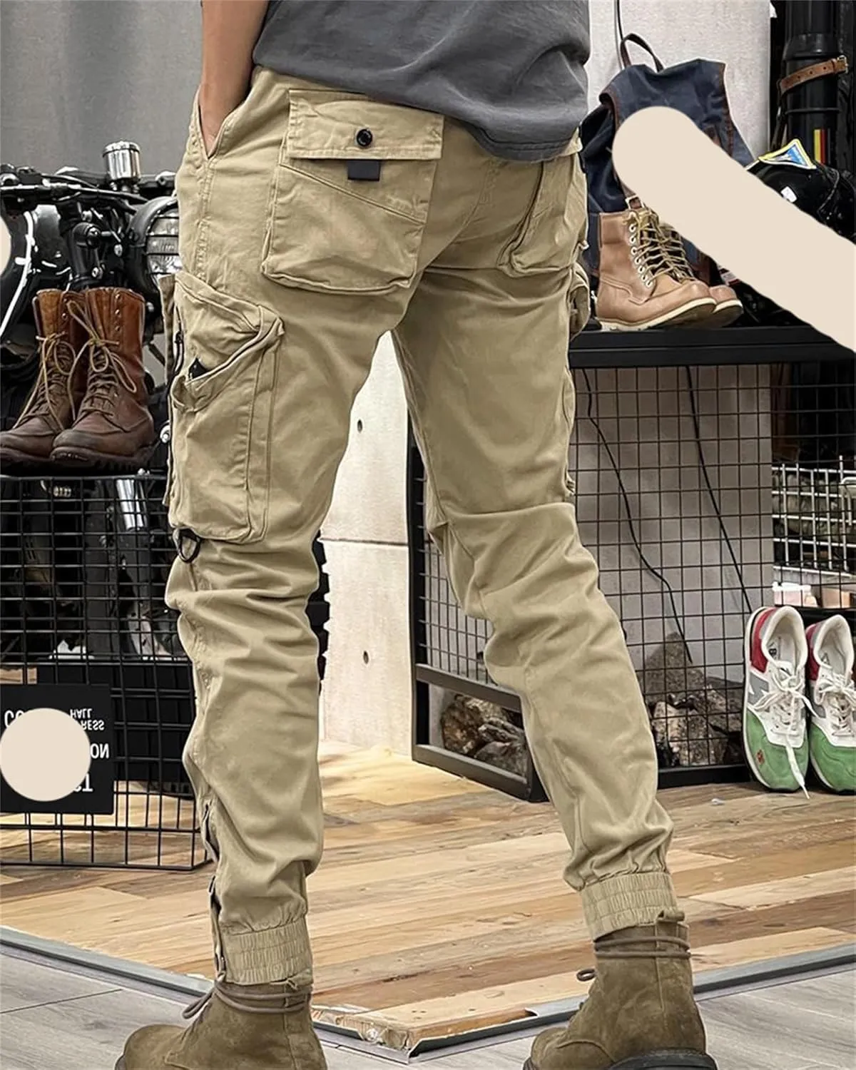 Men's Fashion Cargo Pants Athletic Joggers Pants Chino Trousers Drawstring Sweatpants
