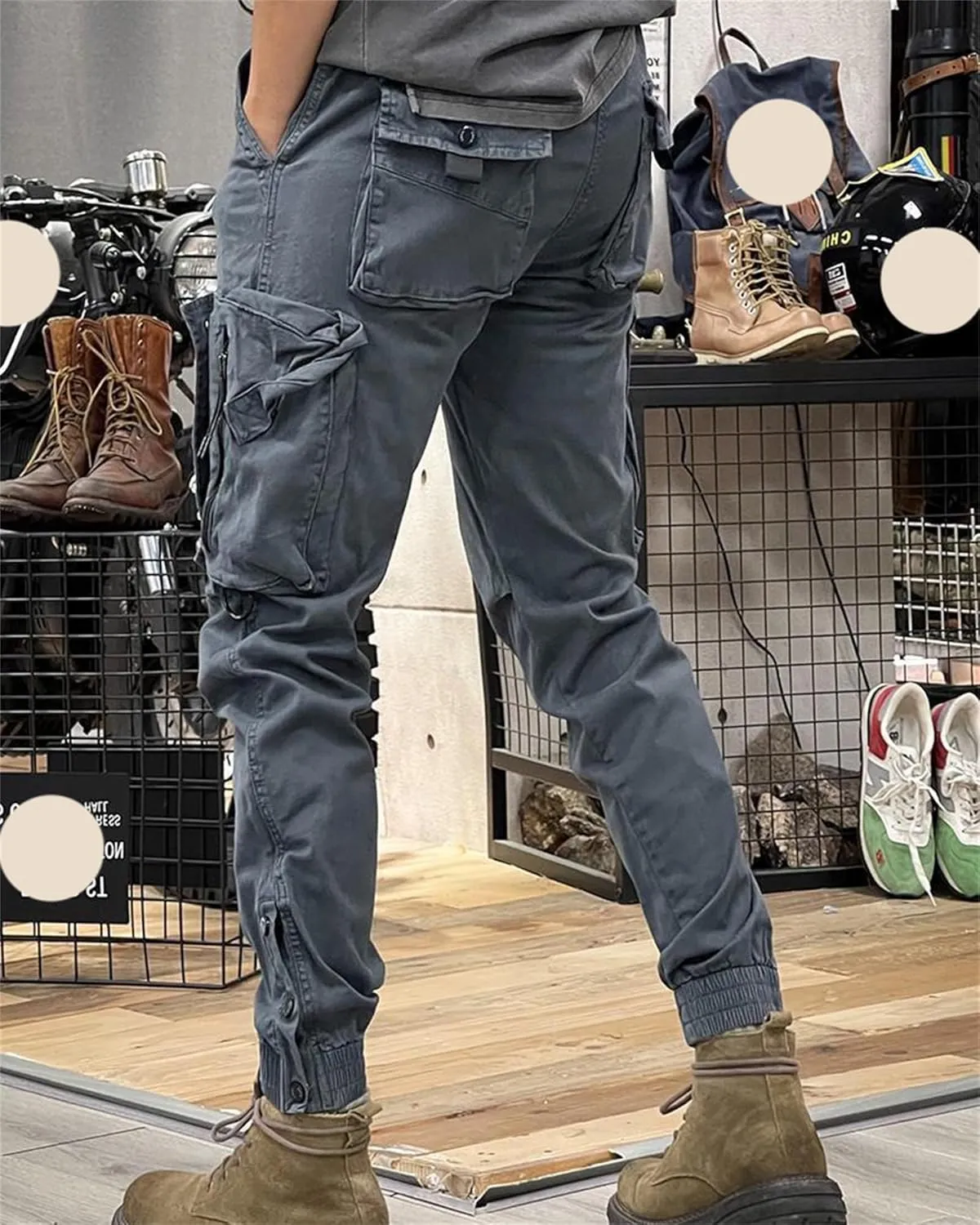 Men's Fashion Cargo Pants Athletic Joggers Pants Chino Trousers Drawstring Sweatpants