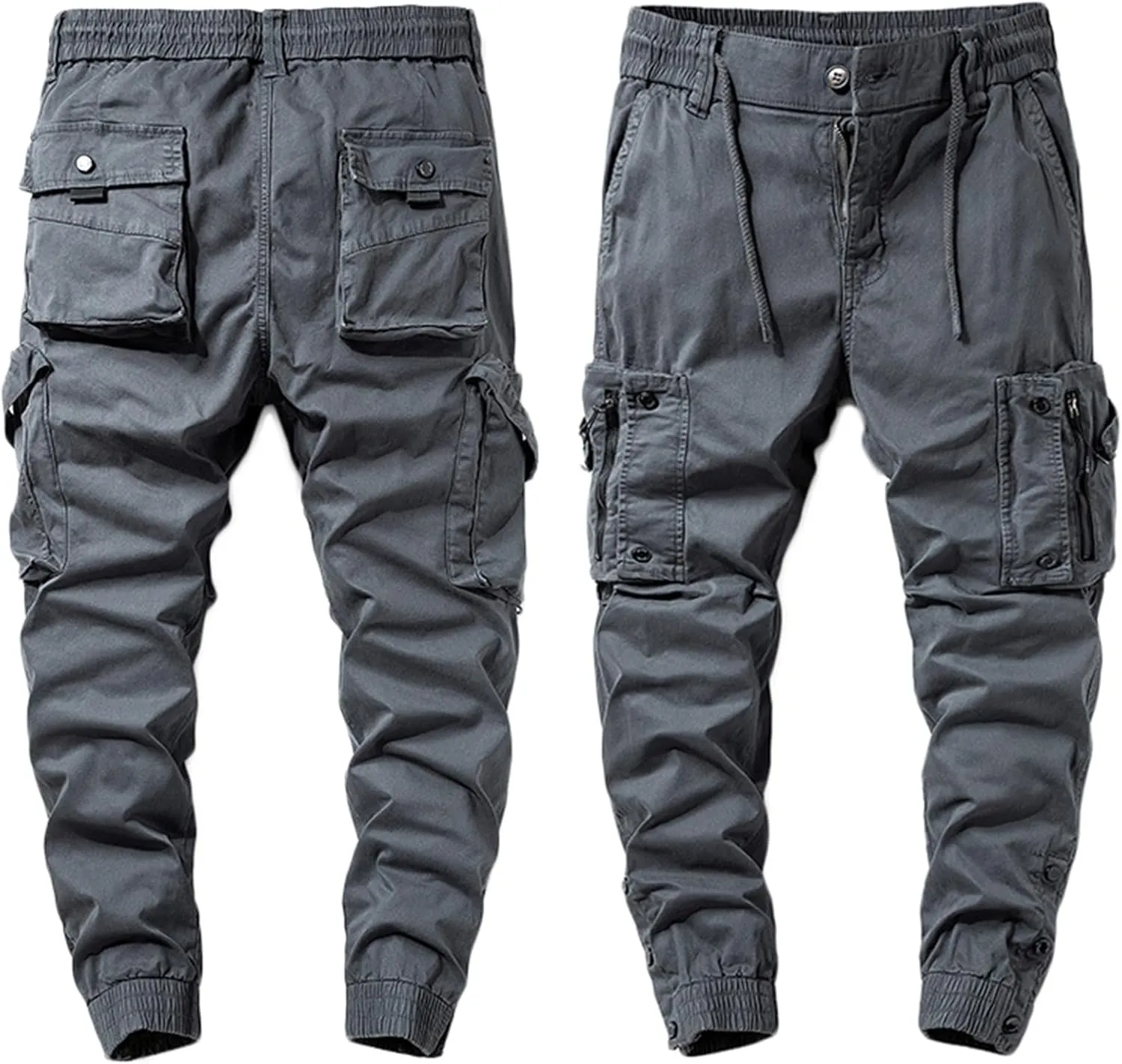 Men's Fashion Cargo Pants Athletic Joggers Pants Chino Trousers Drawstring Sweatpants