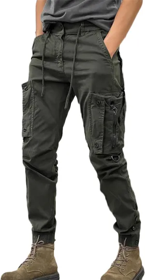 Men's Fashion Cargo Pants Athletic Joggers Pants Chino Trousers Drawstring Sweatpants