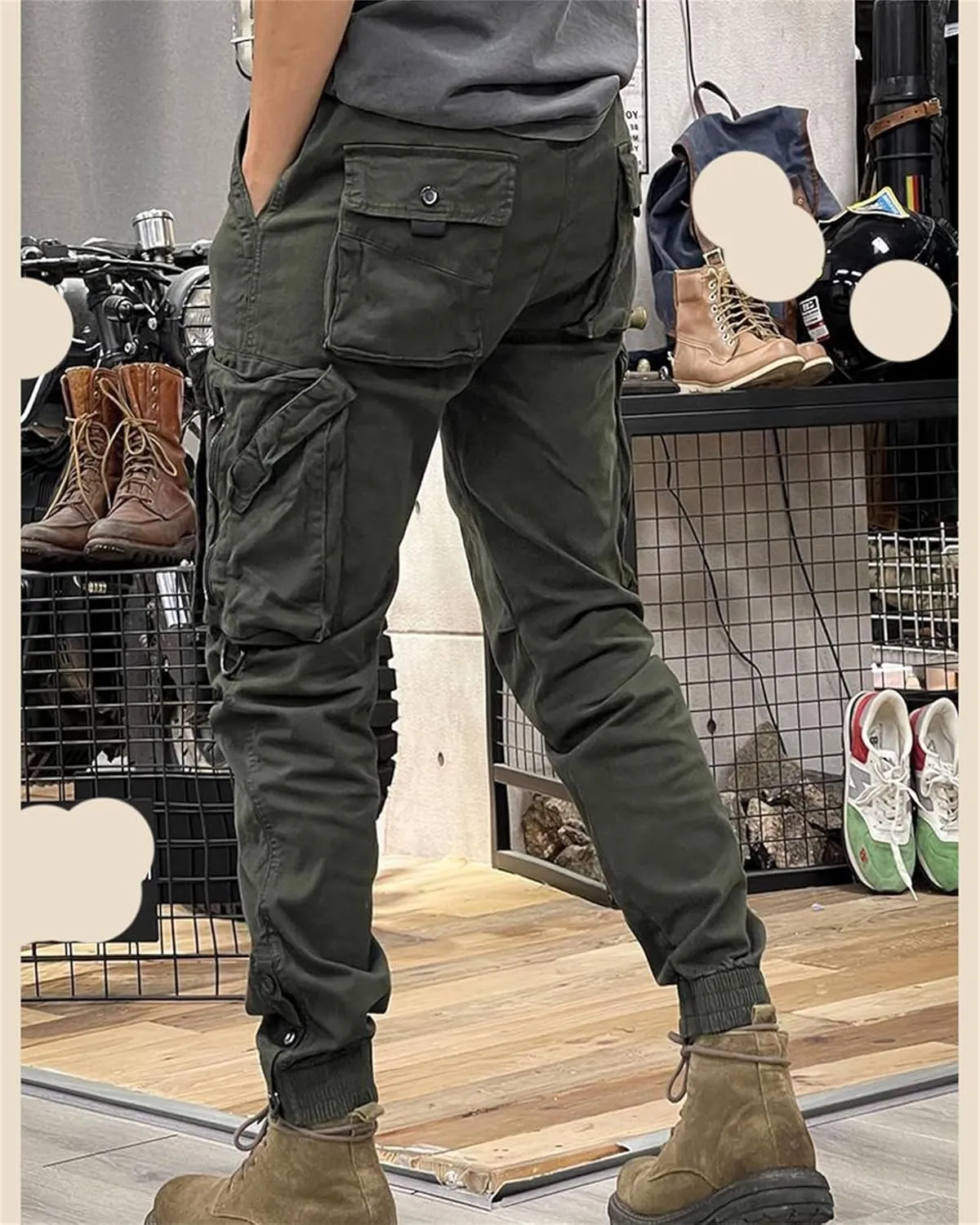 Men's Fashion Cargo Pants Athletic Joggers Pants Chino Trousers Drawstring Sweatpants