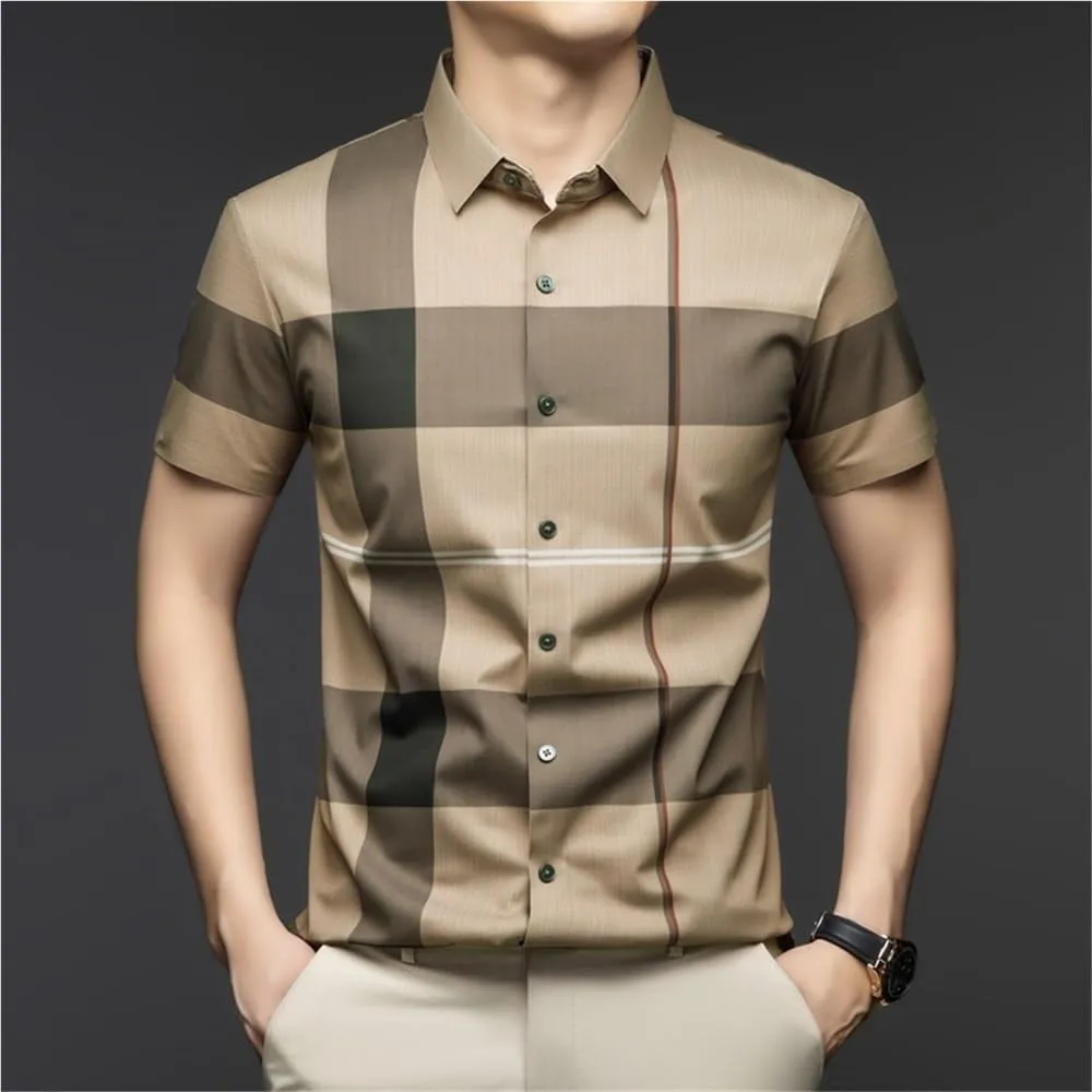 Men's Fashion Summer Short Sleeve Shirt Business Casual Shirts for Men Clothes