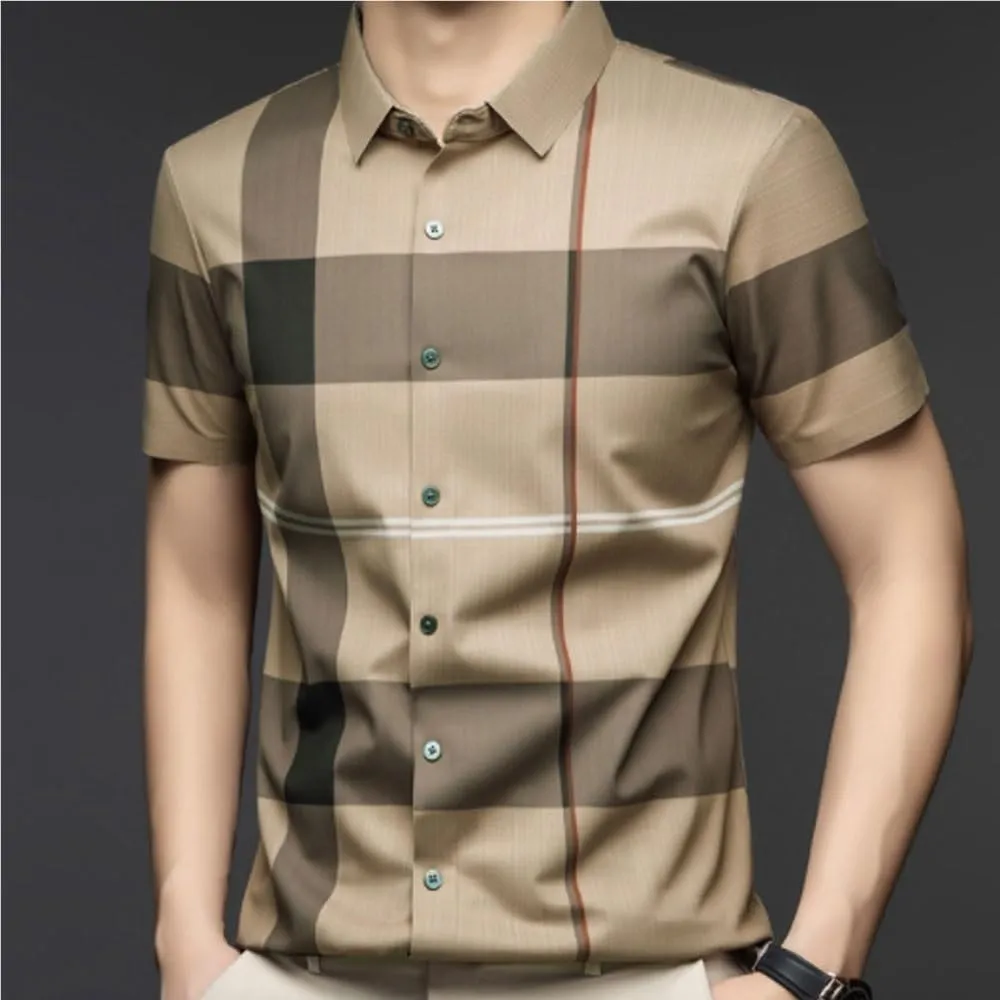 Men's Fashion Summer Short Sleeve Shirt Business Casual Shirts for Men Clothes