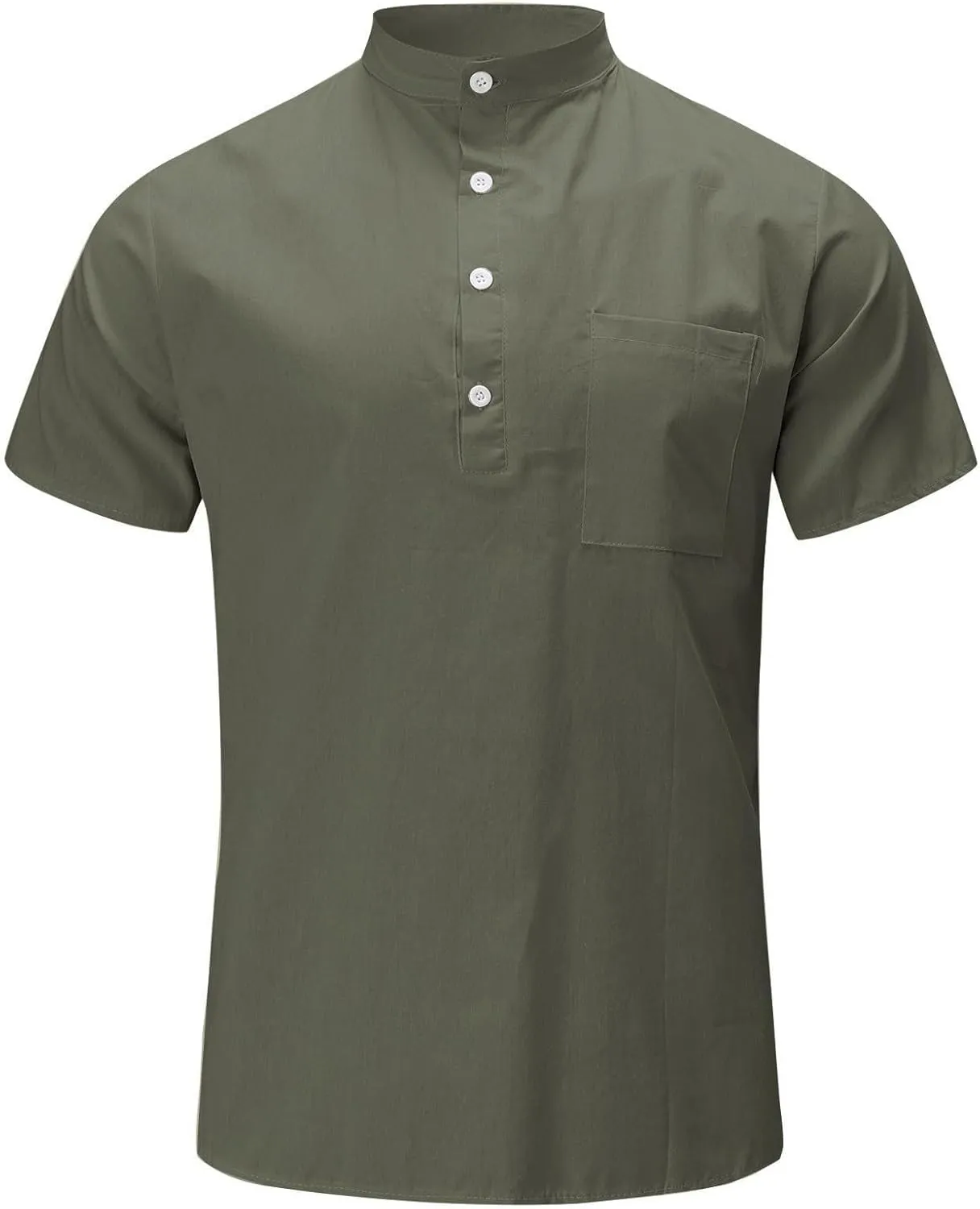 Mens Henley Shirts Short Sleeve V Neck Button Basic Tee Tops Lightweight Quick Dry Loose Boho Beach Hippie Shirt