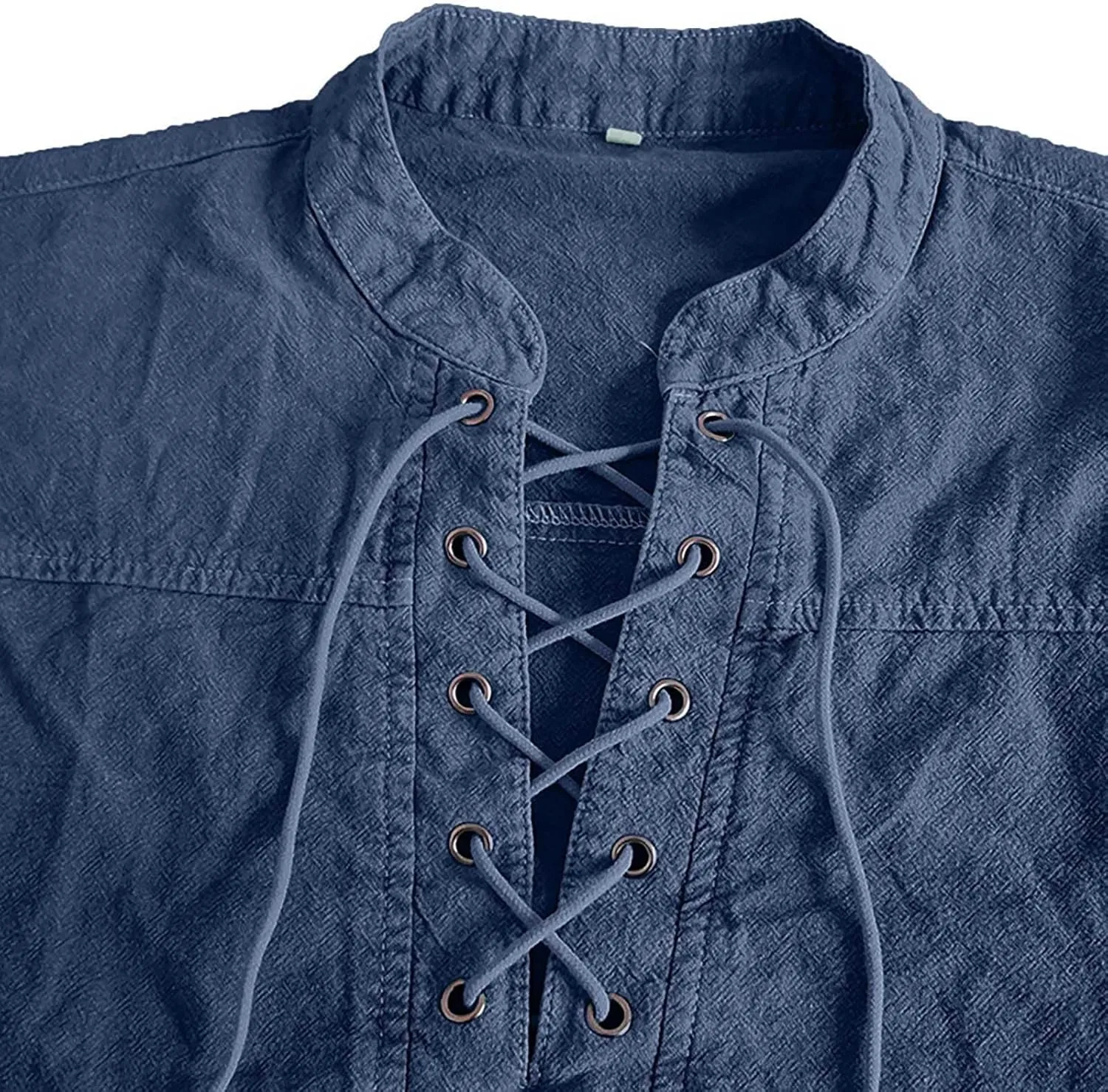 Mens Lace Up V Neck T Shirts Short Sleeve Renaissance Pirate Gothic Viking Steampunk Tops Medieval Summer Retro Shirt
