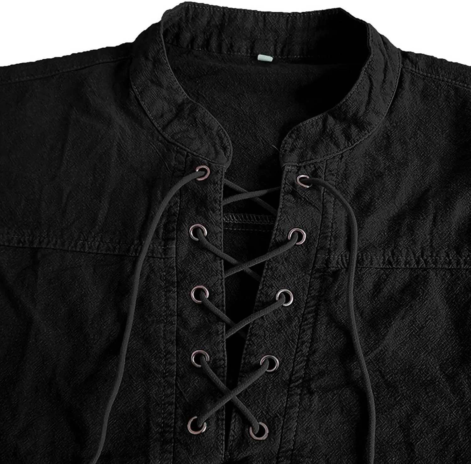 Mens Lace Up V Neck T Shirts Short Sleeve Renaissance Pirate Gothic Viking Steampunk Tops Medieval Summer Retro Shirt