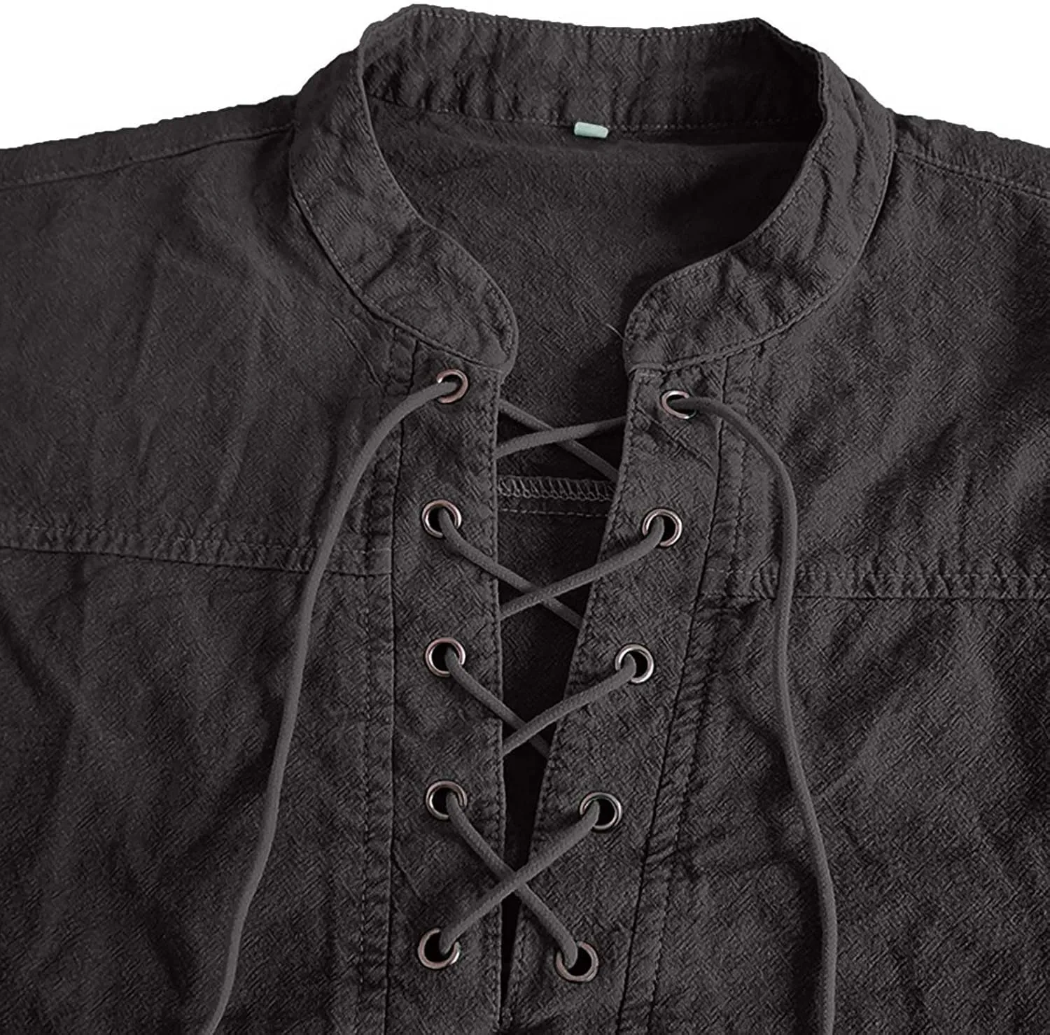 Mens Lace Up V Neck T Shirts Short Sleeve Renaissance Pirate Gothic Viking Steampunk Tops Medieval Summer Retro Shirt