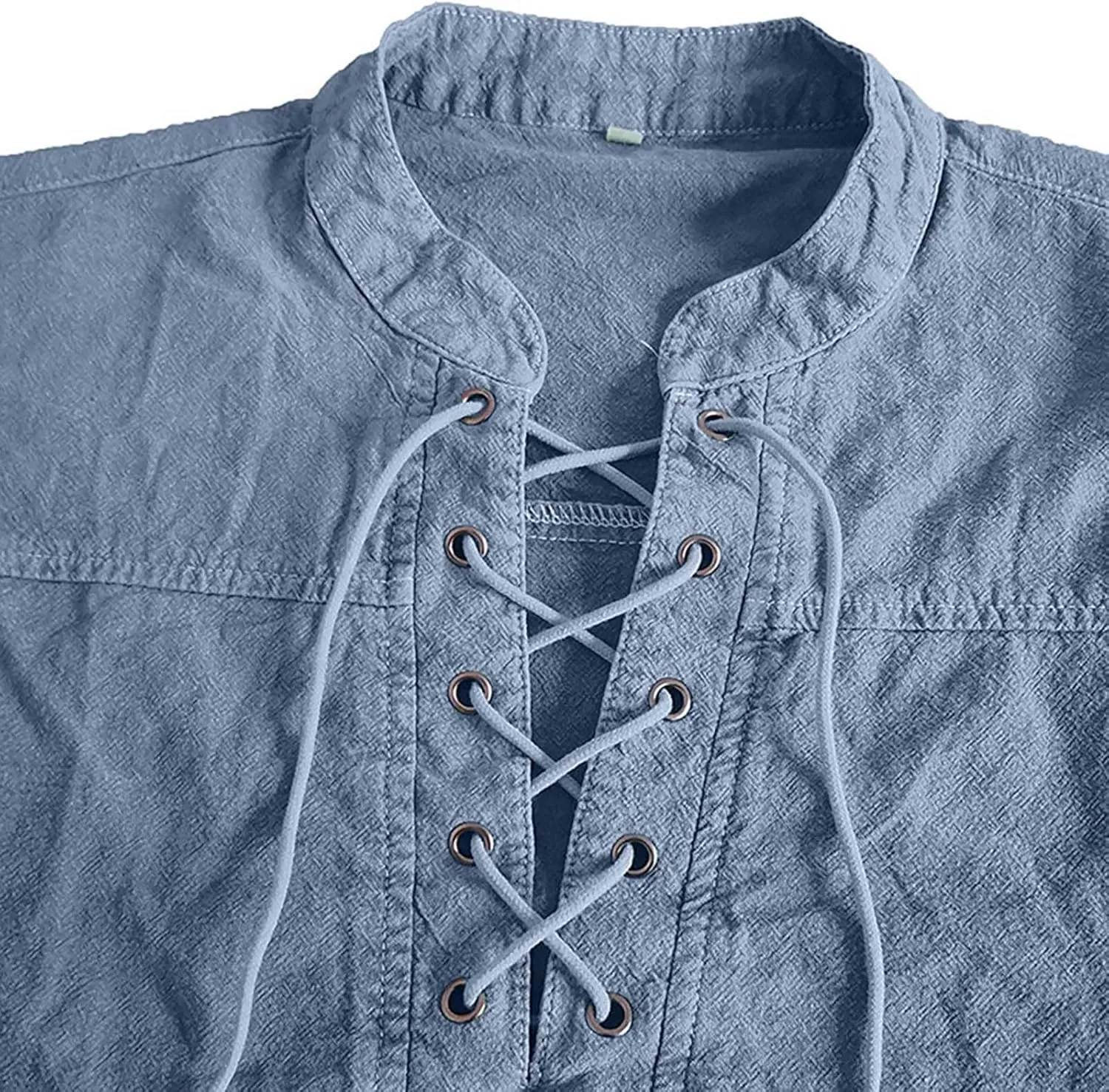 Mens Lace Up V Neck T Shirts Short Sleeve Renaissance Pirate Gothic Viking Steampunk Tops Medieval Summer Retro Shirt