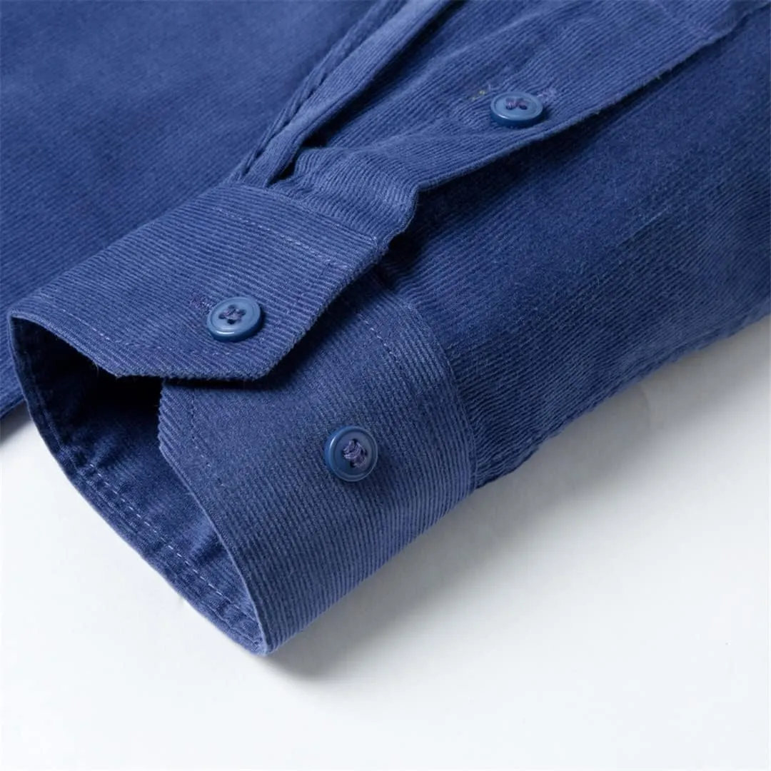Men's Long Sleeve Corduroy Casual Shirts Man Standard-Fit Button-Down Work Casual Shirts
