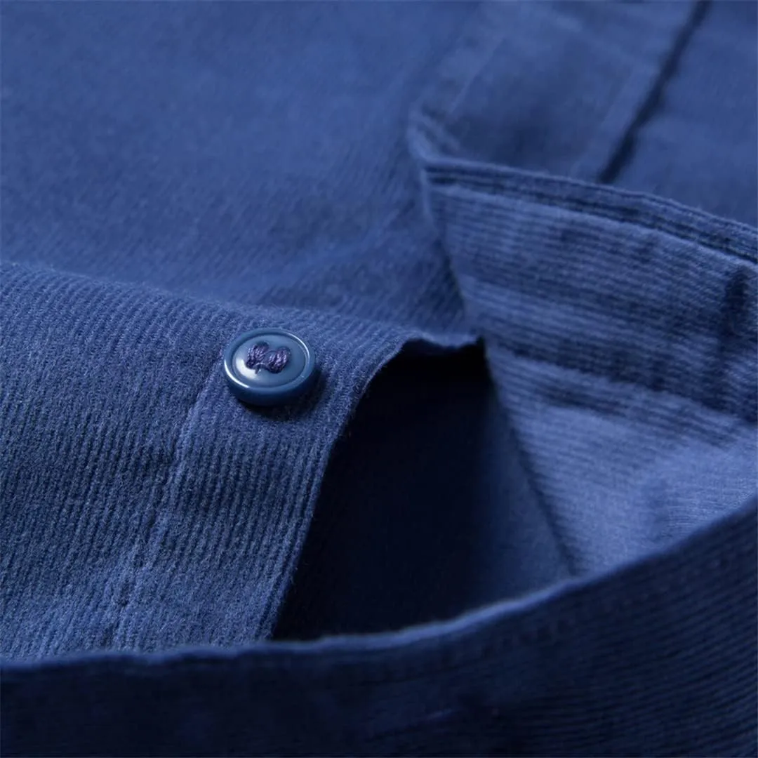 Men's Long Sleeve Corduroy Casual Shirts Man Standard-Fit Button-Down Work Casual Shirts