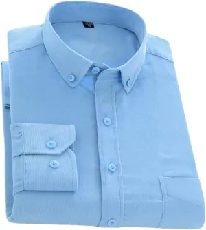 Men's Long Sleeve Corduroy Casual Shirts Man Standard-Fit Button-Down Work Casual Shirts
