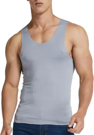 Men's Muscle Cut Shirts Summer Ice Silk Sleeveless Tank Tops Gym Bodybuilding Sport Fitness Vests Quick Drying Tee Top