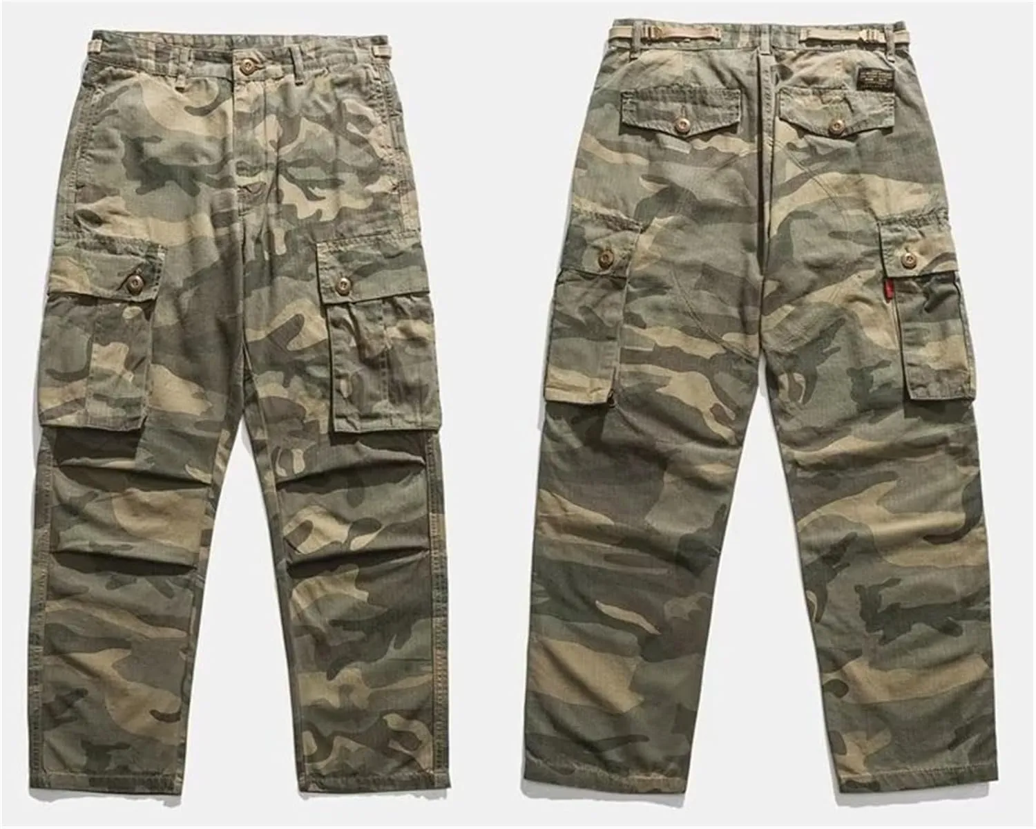 Men's Relaxed-Fit Cargo Pants Multi Pocket Military Camo Combat Work Pants Tactical Wild Army Combat Pants