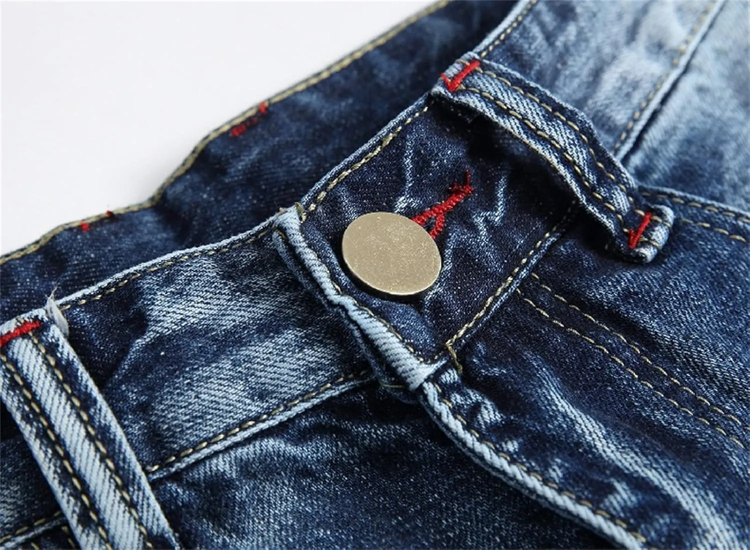 Men's Ripped Washed Slim Fit Jeans Straight Leg Hip Hop Denim Pants Vintage Distressed Skinny Jean Trousers
