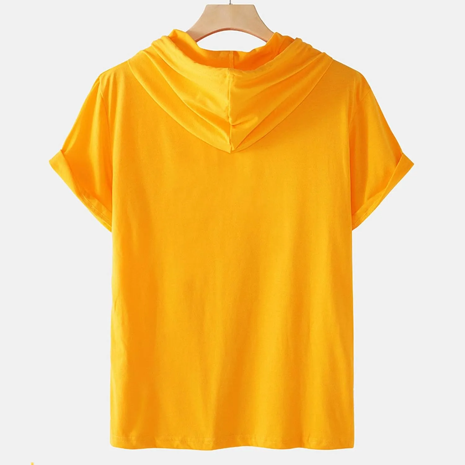 Men's Short Sleeve Hoodie Muscle Fit Sweatshirt Top Athletic Hooded T-Shirts for Men Drawstring Cool Hooded Tee