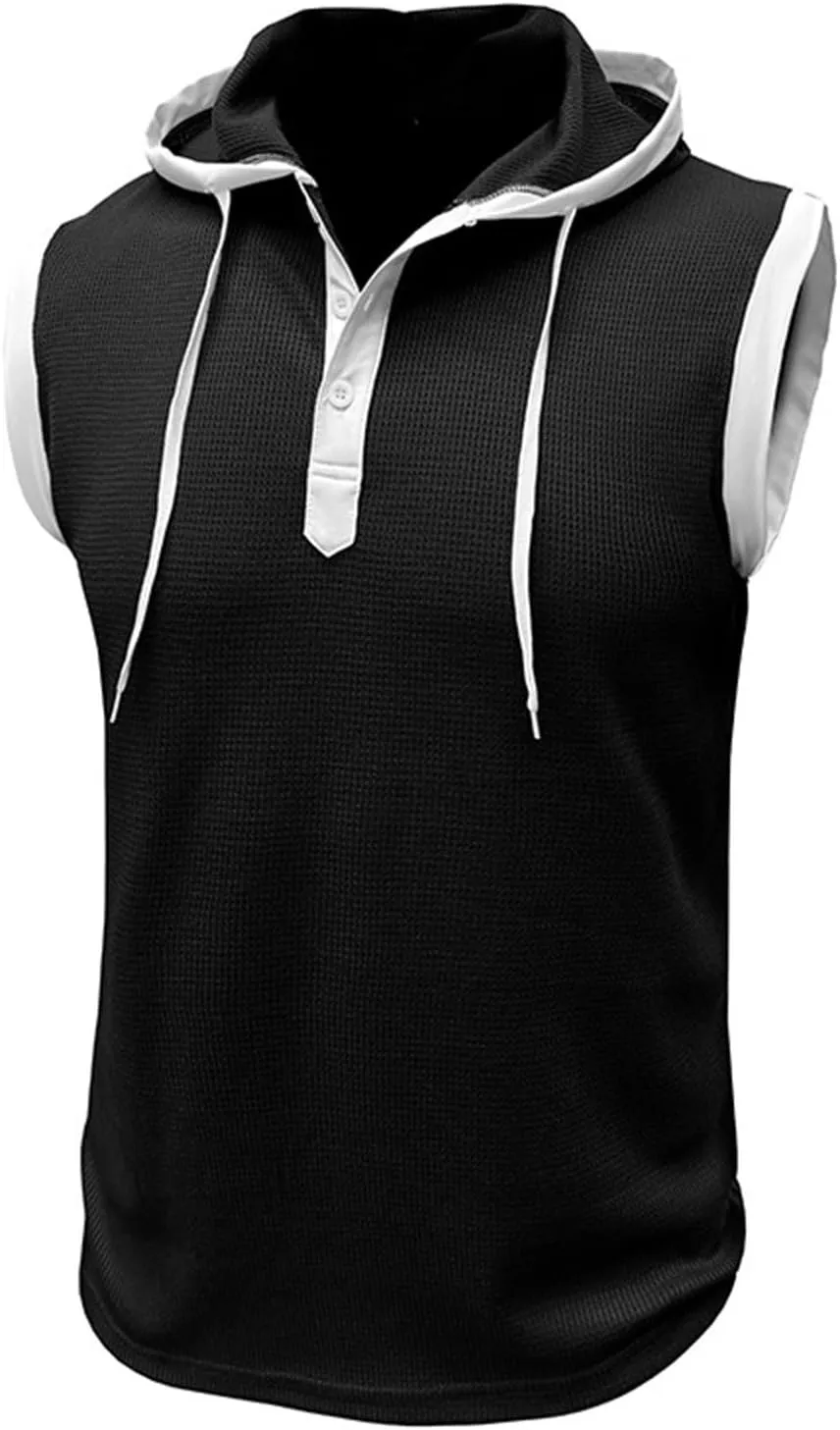 Men's Sleeveless Hoodie with Mask Casual Workout Gym Compression Tank Tops Summer Sleeveless Shirts Cool Hooded Sweatshirt