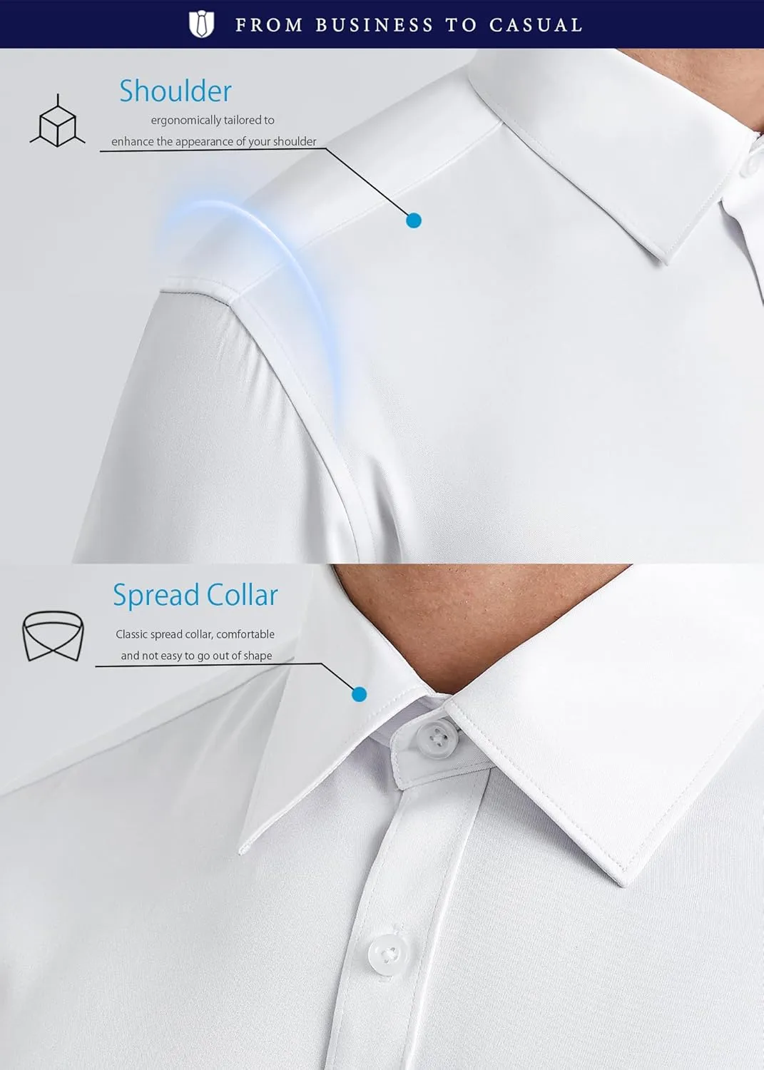 Men's Solid Long Sleeve Dress Shirt with Matching Tie and Handkerchief Set Classic Button Down Formal Business Shirts
