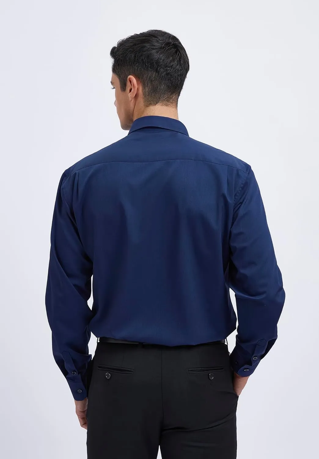 Men's Solid Long Sleeve Dress Shirt with Matching Tie and Handkerchief Set Classic Button Down Formal Business Shirts