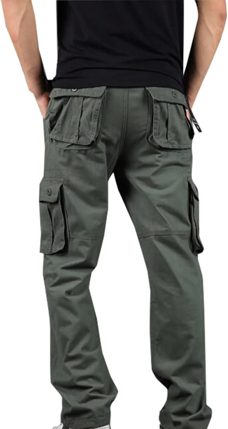 Mens Straight Cargo Trousers Bootcut Military Tactical Battle Bootleg Pants Casual Loose Ripstop Wide Leg Cargo Pants