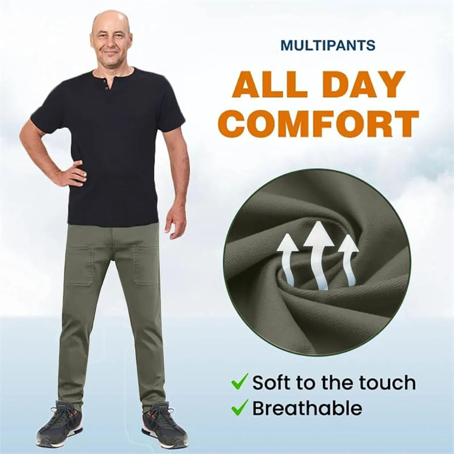 Men's Stretch Cargo Pants Lightweight Comfy Cargo Pants Multipants High Stretch Multi-Pocket Durable Cargo Pants
