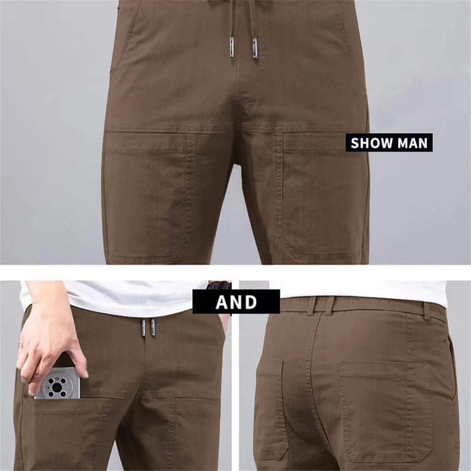 Men's Stretch Cargo Pants Lightweight Comfy Cargo Pants Multipants High Stretch Multi-Pocket Durable Cargo Pants