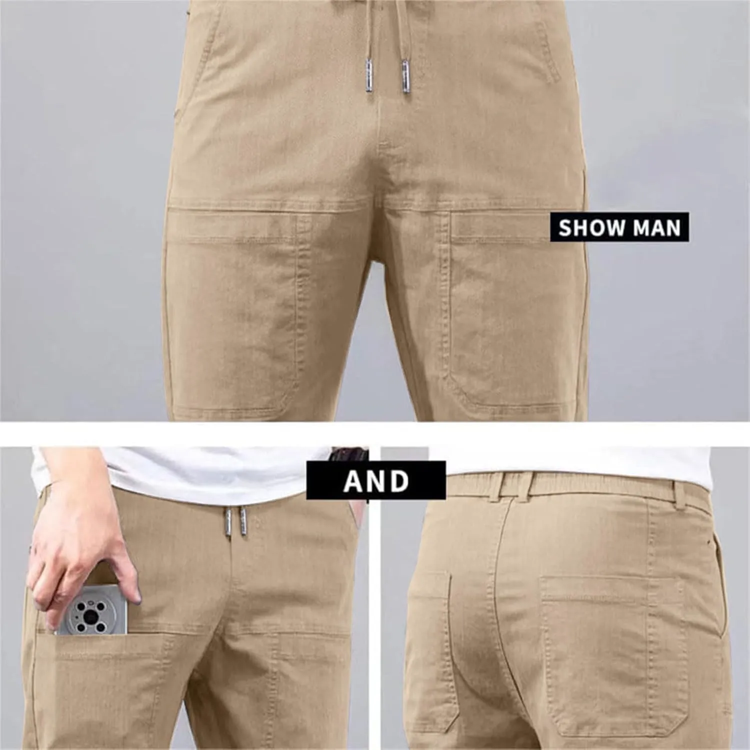 Men's Stretch Cargo Pants Lightweight Comfy Cargo Pants Multipants High Stretch Multi-Pocket Durable Cargo Pants