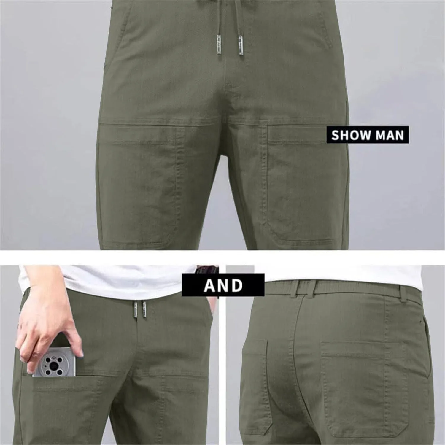 Men's Stretch Cargo Pants Lightweight Comfy Cargo Pants Multipants High Stretch Multi-Pocket Durable Cargo Pants