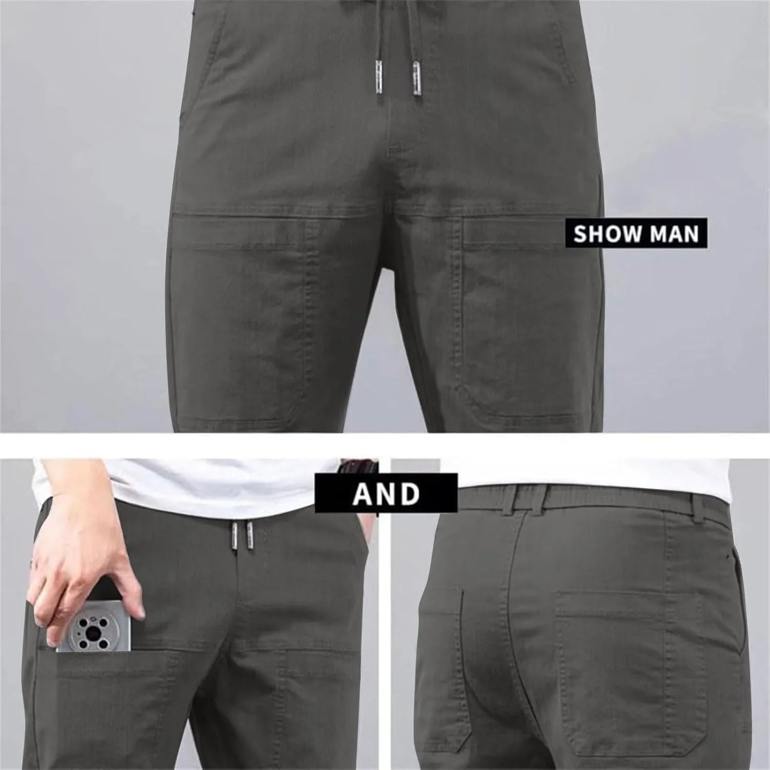 Men's Stretch Cargo Pants Lightweight Comfy Cargo Pants Multipants High Stretch Multi-Pocket Durable Cargo Pants