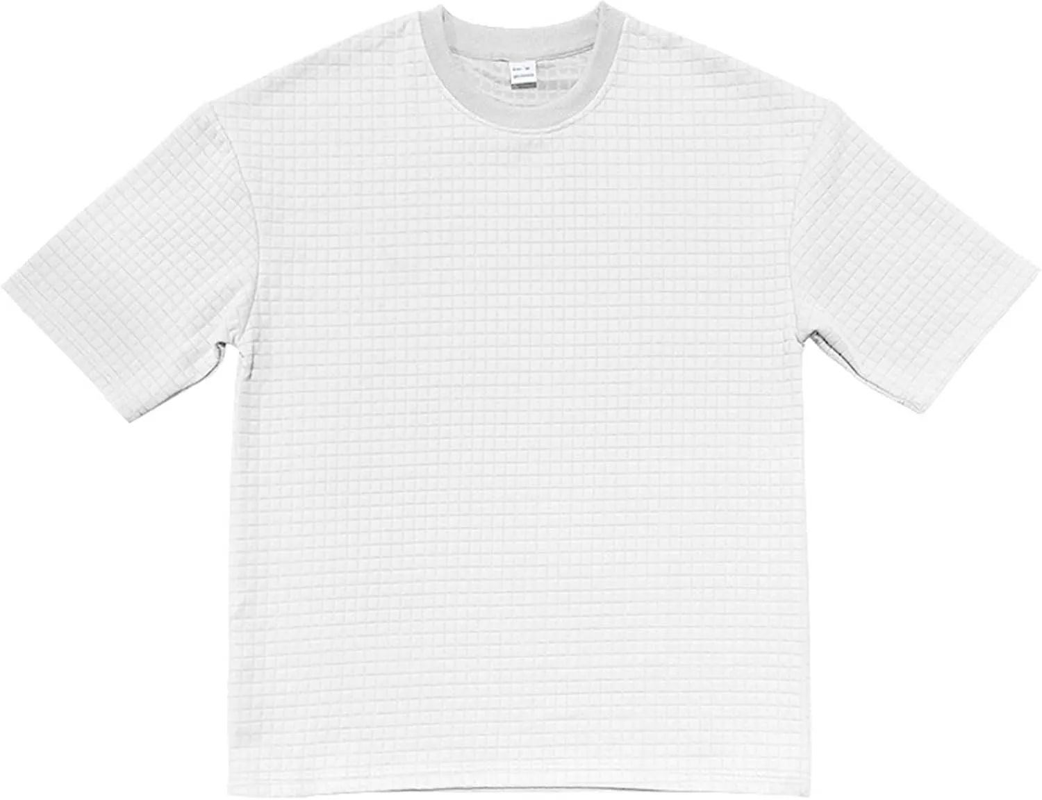 Mens Summer Casual Shirts Short Sleeve Waffle T-shirts Solid Color Crewneck Loose Tees Beach Tops