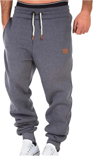 Mens Sweatpants Fleece Workout Joggers Lightweight Drawstring Cargo Pants Tapered Athletic Pants with Pockets