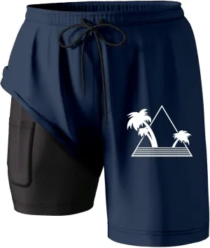Men's Swim Trunks with Compression Liner 9 Inch Quick-Dry 7" Swimming Trunks Summer Swiming Shorts with Pockets
