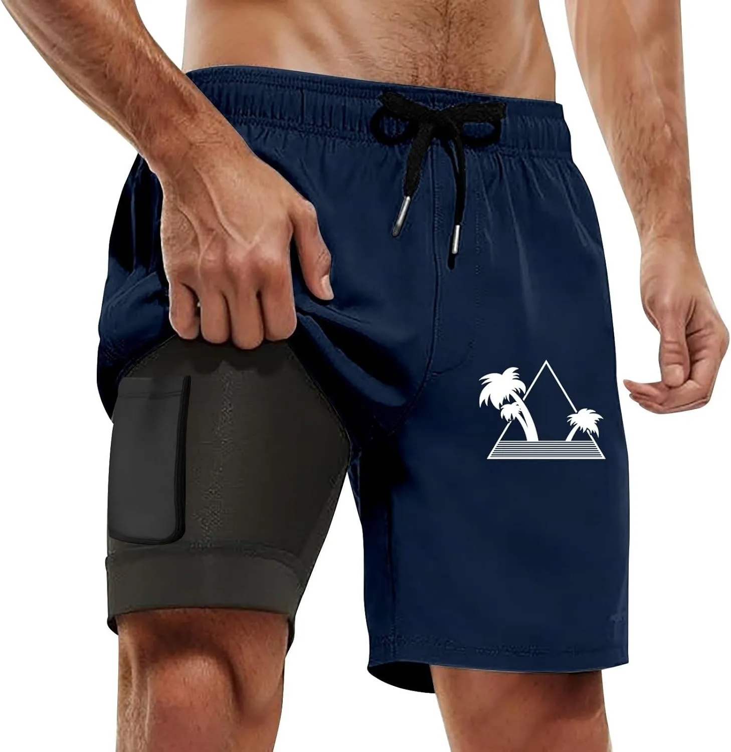 Men's Swim Trunks with Compression Liner 9 Inch Quick-Dry 7" Swimming Trunks Summer Swiming Shorts with Pockets