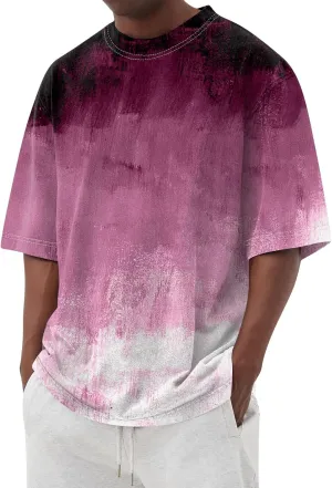 Men's Tie Dye T-Shirt Oversized Gradient Color Short Sleeve T-Shirt Summer Casual Crew Neck Loose Fit Tee Shirts
