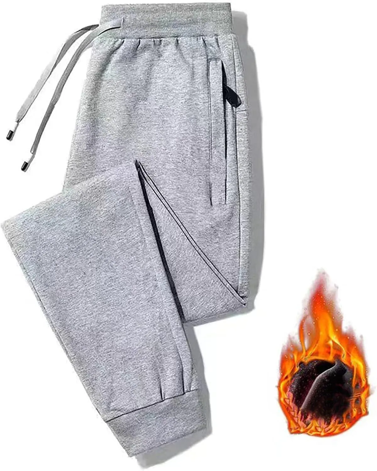 Mens Winter Warm Fleece Pants Sherpa Fleece Lined Jogger Pants Sweatpants Running Jogger Pants Thermal Fleece Jogger