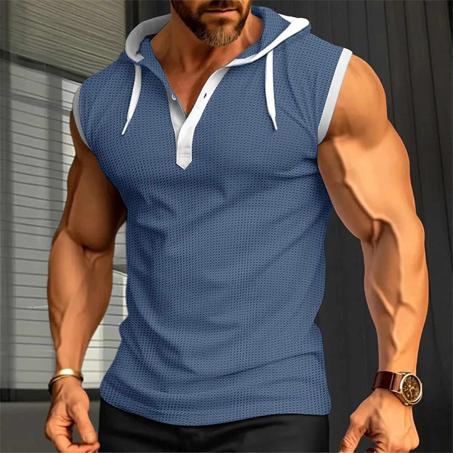 Men's Workout Tank Tops with Hood Sleeveless Cut Off Muscle Shirt Stylish Hoodies Pullover Thin Quick Dry Vest Shirts