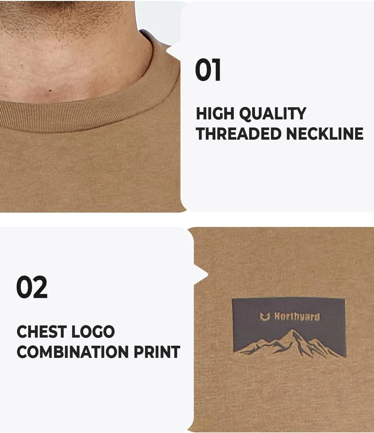 NORTHYARD Men's Heavyweight Cotton T-Shirts Crewneck Short Sleeve Fashion Casual Shirts for Men