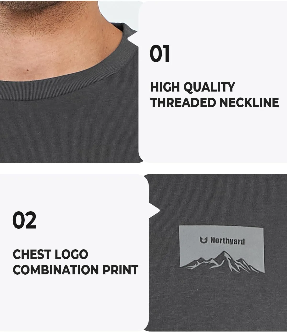NORTHYARD Men's Heavyweight Cotton T-Shirts Crewneck Short Sleeve Fashion Casual Shirts for Men