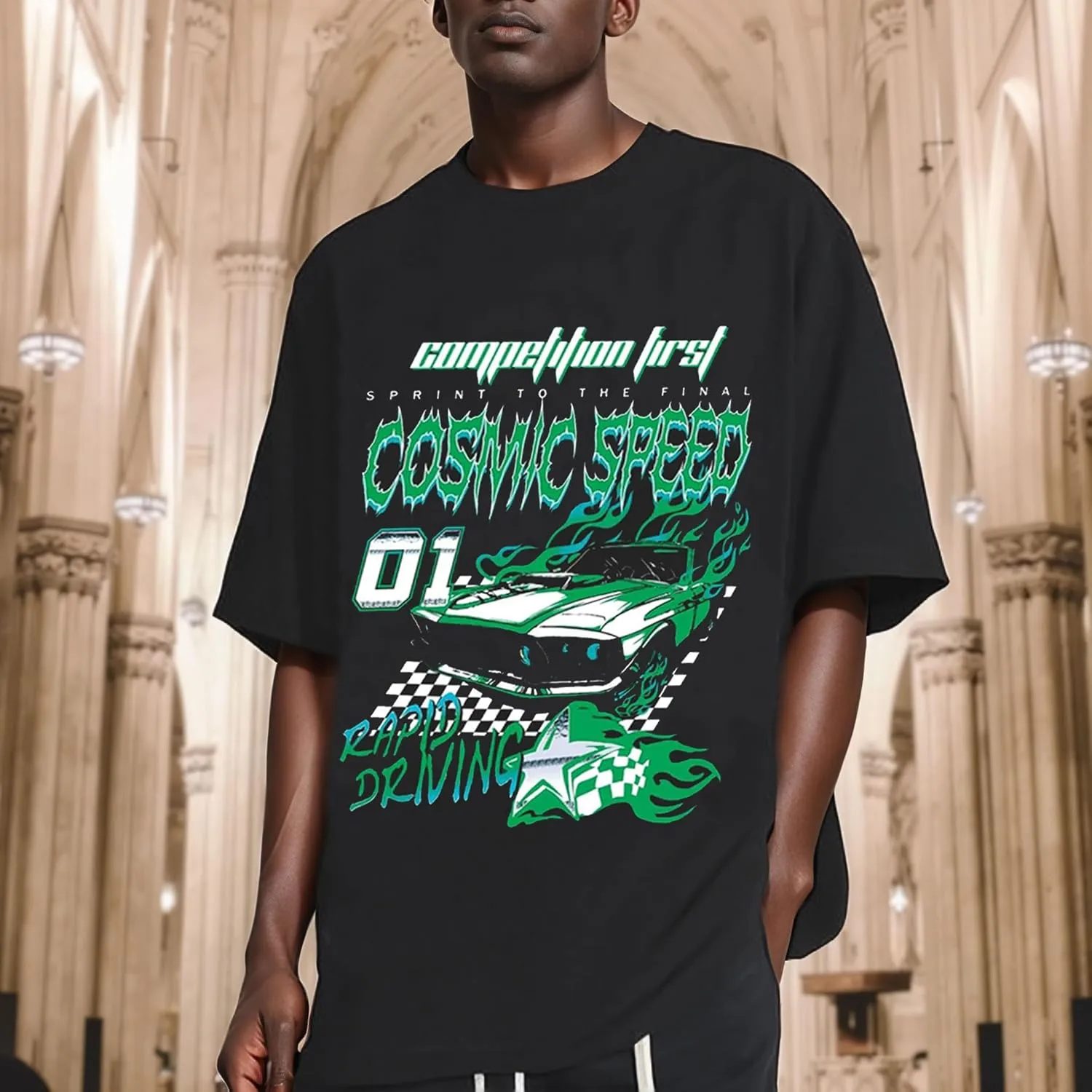 Oversized Graphic Tees Men Vintage Y2K Print Shirts Streetwear Unisex Harajuku T-Shirts