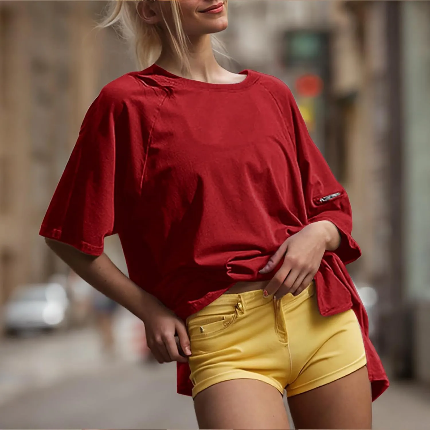 Oversized Tshirts for Women Workout Tops Drop Shoulder Round Neck Short Sleeve Gym Shirts Casual Loose Fit Basic Tee