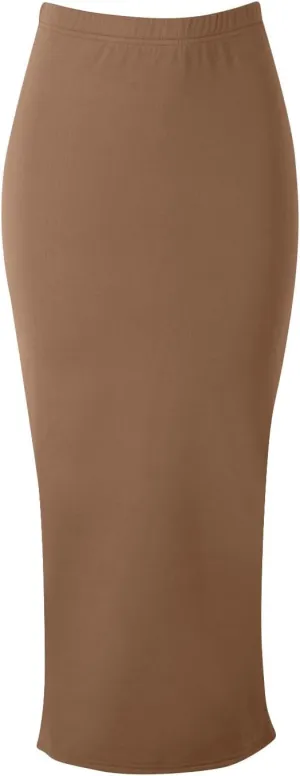 Pencil Skirt for Women Stretch High Waist Below Knee Bodycon Skirts Back Slit Hemline Business Casual Solid Skirts