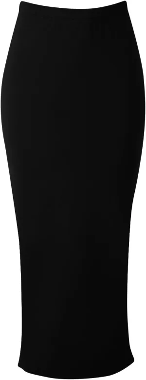 Pencil Skirt for Women Stretch High Waist Below Knee Bodycon Skirts Back Slit Hemline Business Casual Solid Skirts