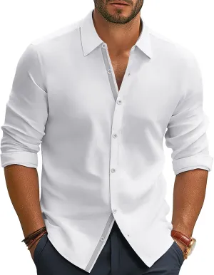 PJ PAUL JONES Mens Dress Shirts Wrinkle Free Stretch Button Down Shirt Casual Long Sleeve Business Shirts