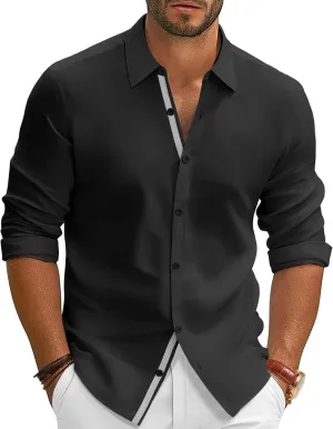 PJ PAUL JONES Mens Dress Shirts Wrinkle Free Stretch Button Down Shirt Casual Long Sleeve Business Shirts