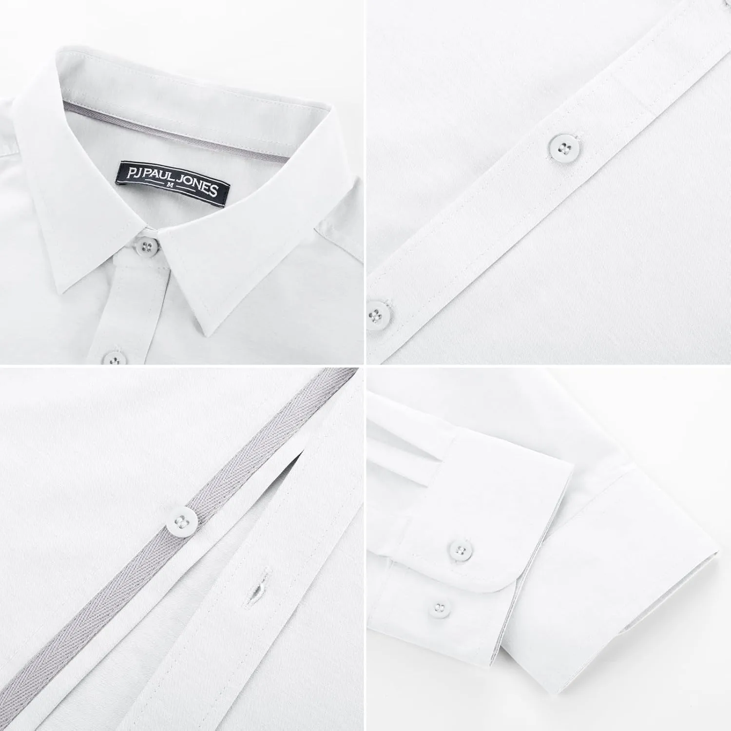 PJ PAUL JONES Mens Dress Shirts Wrinkle Free Stretch Button Down Shirt Casual Long Sleeve Business Shirts